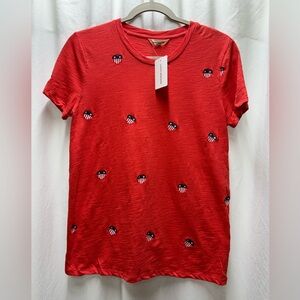 Lucky Brand Women's Heart Flag Embroidered T-Shirt, size S NWT